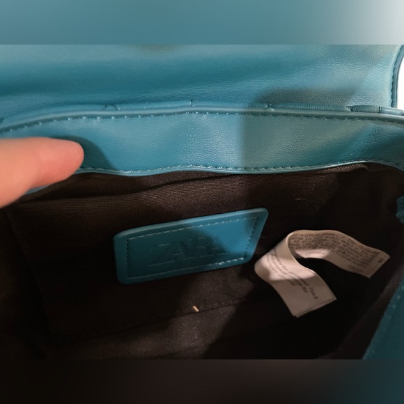 Zara blue quilted chain strap shoulder bag - Picture 2 of 4